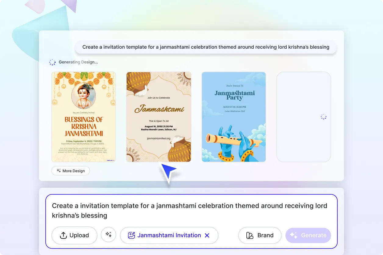 Free AI Janmashtami Invitation Generator, Free Online Festival Invitation Maker